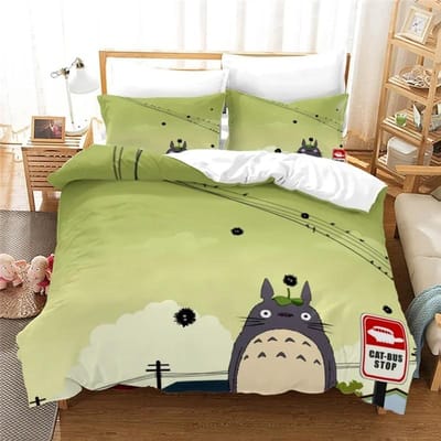 Anime Dekbedovertrek Kussensloop Beddengoedset T-TotoroeS Kawaii Volwassene Jongen Meisje Slaapkamerdecoratie Kinderen Eenpersoons Tweepersoons Groot Formaat 150X200cm 3pcs