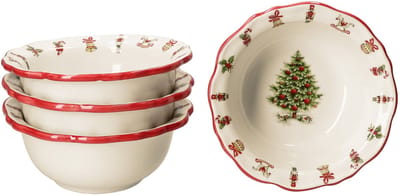 Set van 4 Maestro Natale kerstkeramiek graankommen - 965/17