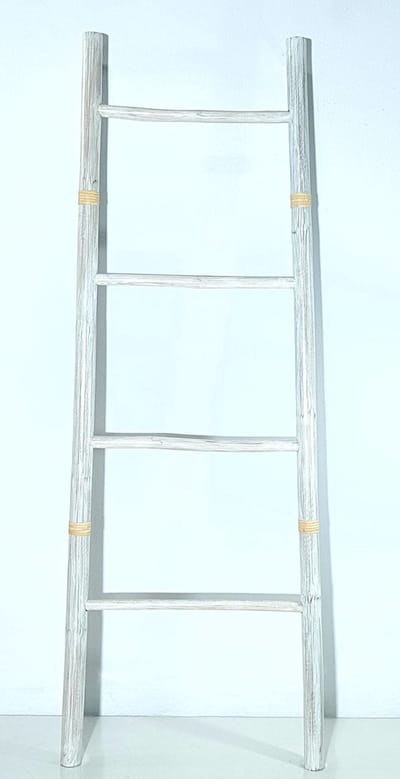 Fine Asianliving Bamboe Ladder Wit 45x150cm Handgemaakt in Thailand