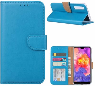 Ntech Hoesje Geschikt voor Huawei P30 portemonnee hoesje / met opbergvakjes Blauw