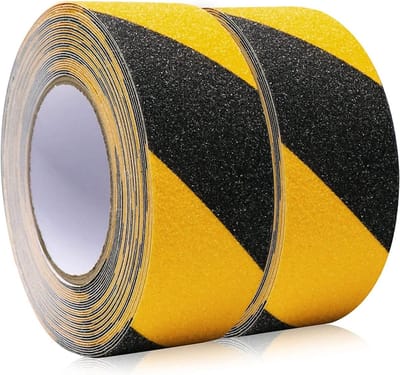 Non-slip Strips, 2 Rollen 50 mm x 10 m, Zwart / Geel, Antislip Tape voor Trap Treden, Grip Tape voor Binnen en Buiten Gebruik