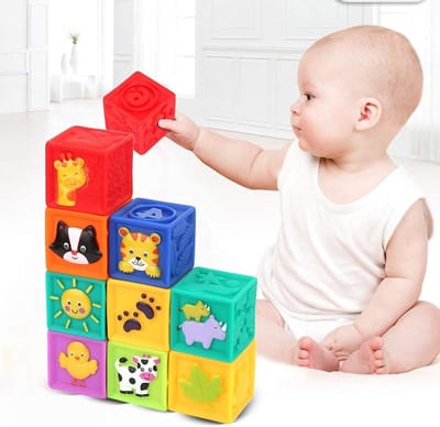 Baby Bouwstenen - Peuter Speelgoed - Vroege Ontwikkeling - Maakt Geluid - 9 Delig - Multicolor