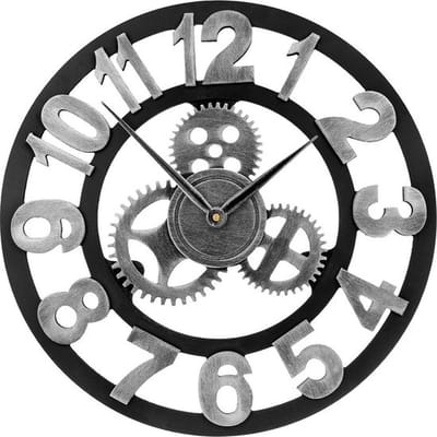 Handgemaakte Grote wandklok - Ronde Muurklok - Retro Klok - Tandwiel - Handmade Gear wall clock