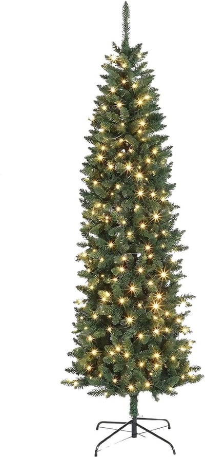 Kerstboom met LED Verlichting - 230cm Groen PVC met Metalen Standaard - Dimbare Dual-Color Verlichting - 180 cm