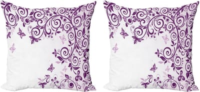 ABAKUHAUS Mauve Kussenhoes Set (2 stuks), Lelie Bloementak, 40 cm, Violet
