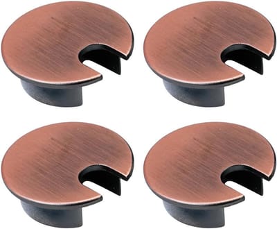 Set van 4 metalen kabeldoorvoeren van 35 mm voor bureau met rubberen afdichting, ronde kabelopening voor kabelbeheer, eenvoudig te monteren en ideaal voor kantoor en werkplek