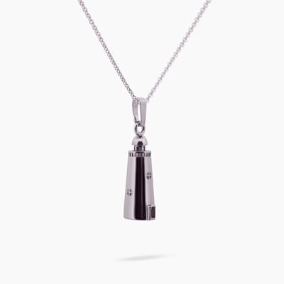 Pinchme Charms - Grote Vuurtoren bedel  – Voor wie koers houdt, ook in de storm - Echt zilver - Handgemaakt in Nederland - Luxe cadeauverpakking - Ketting Sieraden