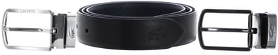 LACOSTE Leren Riem Elegance Reversible Stitched Box Belt W100 Noir Marine Zwart Donkerblauw