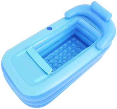 Cherrys Finds - Draagbaar Opblaasbaar Bad – Opvouwbare Badkuip met Bubbelmat – Volwassenen Bad voor Ontspanning en Spa – 160 x 84 x 64 cm – Blauw