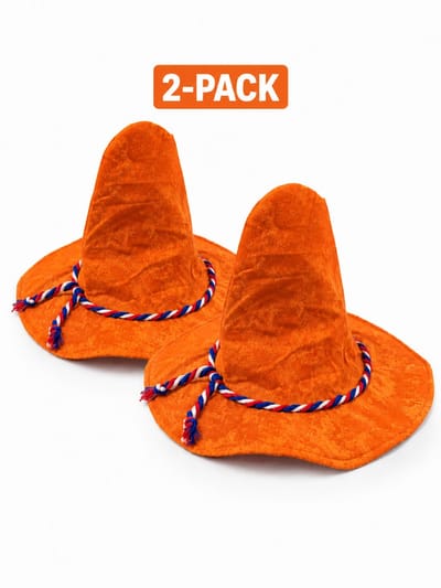 Oranje Tirolerhoed Holland – 2 Stuks – Oranje Supportershoed met Rood Wit Blauw Koord – WK 2026 – EK Voetbal – Koningsdag