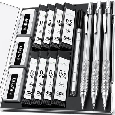 Vulpotloden Set 0.9MM - Volledig Metalen Behuizing - Compleet Luxe Set - Vulpotlood 0 9 mm Vullingen - Mechanisch Potlood - Mechanical Pencil