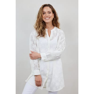 DIDI Tunic Palm Jacquard In Snow White Maat: 36 | Longsleeves Outlet | Dames | Wit