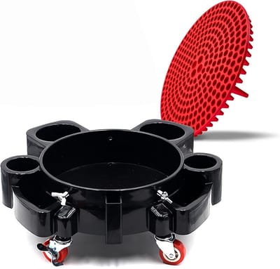 Autowasemmer met wielen, rollende Dolly reinigingsset, beweegbare basis met 5 gladde rollende zwenkwielen, 360 graden wielen, autoreinigingsbenodigdheden met zandfilter, winkelwagenaccessoires voor