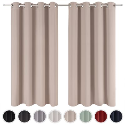 Blumtal Gordijnen Set van 2- Verduisterend Gordijn Kant en Klaar - Blackout Gordijnen - 117 x 138 cm - Taupe