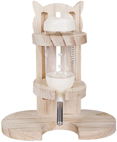 Dailygoods - Drinkfles voor konijnen, hamsters, hamsters, waterdispenser, drinkbeker voor kleine dieren, knaagdierendrank met verstelbare houten standaard, voor dwerghamsters, goudhamsters, gekleurde muizen