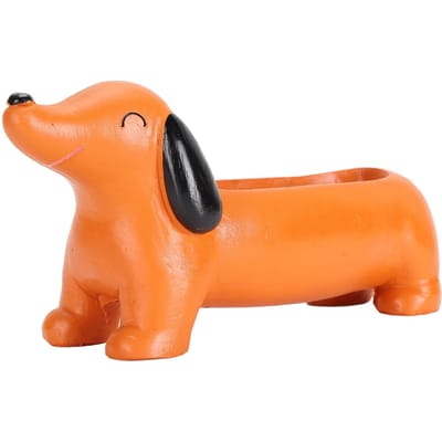 Hond Bloempot Multifunctioneel Schattig Innovatief Hars Waterdicht Bloemenplantenpot voor Binnen Buiten orange