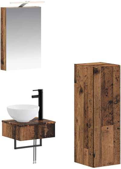 vidaXL Badkamerkastenset 4 st Oud hout Bewerkt hout
