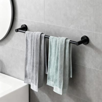 Dailygoods- Handdoekstang Verstelbaar - Zwarte Matte Lak - 304 Roestvrij Staal - Voor Badkamer/Slaapkamer - Draagvermogen tot 10 kg - Tot 72 cm Instelbaar - Handdoekhouder
