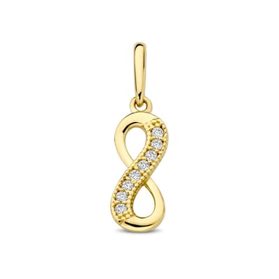 New Bling - 9NBG-0939 - 14K geelgouden hanger – infinity symbool – met zirkonia