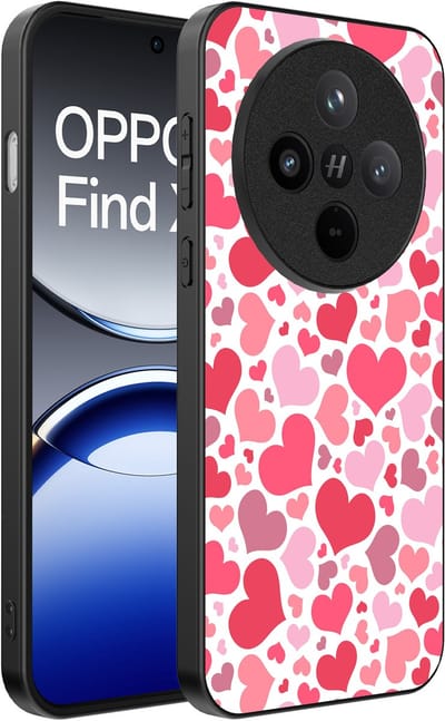 Smartphonica Telefoonhoesje Geschikt voor Oppo Find X8 met Hartjes Print - Hearts Design TPU Backcover Case - Kinder Hoesje met Hartjes Design geschikt voor Oppo Find X8