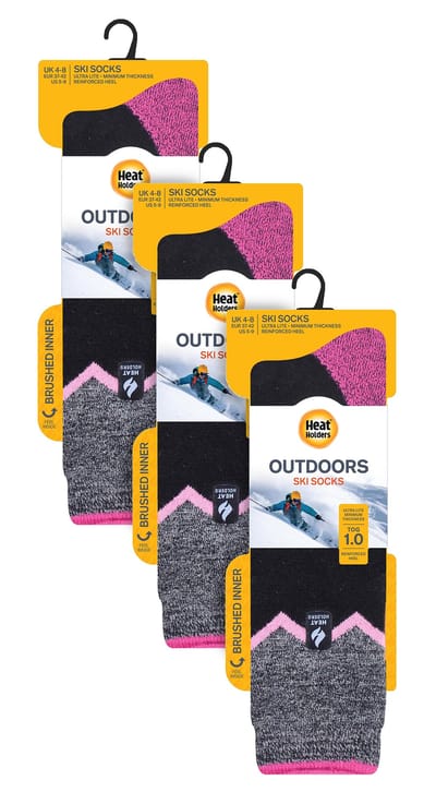 Heat Holders - 3 paar Ultra Lite dames skisokken - Zwart Zig Zag