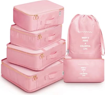 Packing Cubes - 7 stuks - geschikt voor tassen, koffers, backpacks - kleding organizer - travel organizer - koffer organizer set - roze - DELAGO