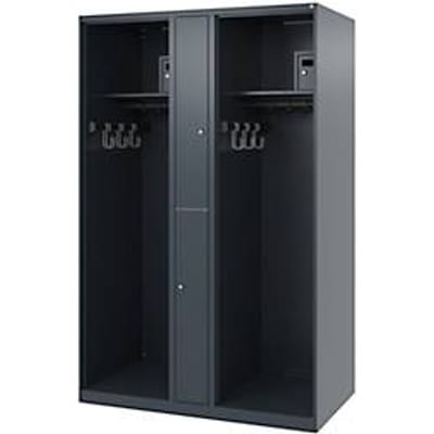 Brandweerkluis C+P Evolo Maxi, 4 vakken voor 2 personen, zonder helmhouder, vloerglijders, B 1200 x D 500 x H 1850 mm, RAL 7016 antracietgrijs