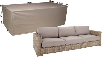 Raffles Covers Loungebank hoes - 280 x 100 H: 75 cm - RLB280straight - Waterdicht - Ademend - UV-bestendig - Elastisch rijgkoord - Beschermhoes tuinmeubelen