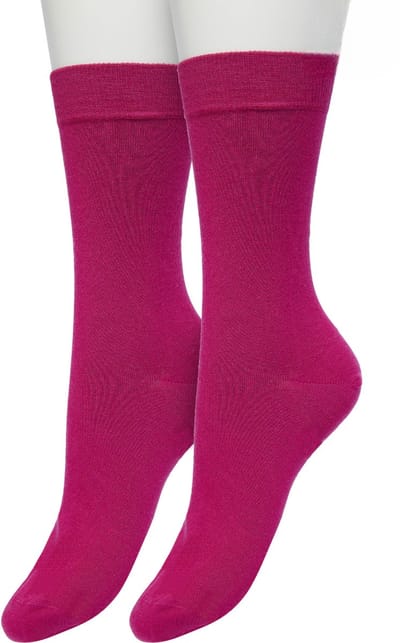 Bonnie Doon Basic Sokken Dames Roze/Paars maat 36/42 - 2 paar - Basis Katoenen Sok - Gladde Naden - Brede Boord - Uitstekend Draagcomfort - Perfecte Pasvorm - 2-pack - Multipack - Effen - Fel Roze - Roze/Paars - Rose Violet - OL834222.339