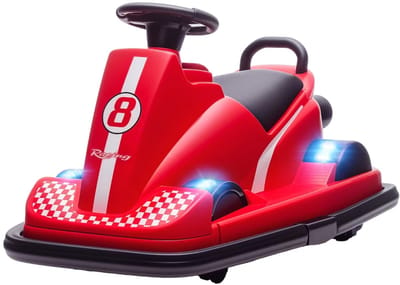 Elektrische Botsauto's voor Kinderen - 360° Draaibaar - Kinderauto - 6V Accu - tot 8 km/u - Kinderen 3-8 jaar - met Muziek & LED-verlichting - Kindervoertuig - Accuvoertuigen - Rood