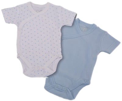 Gamberritos Rompers Korte Mouw Blauw/wit 0-1 Maand 2 Stuks