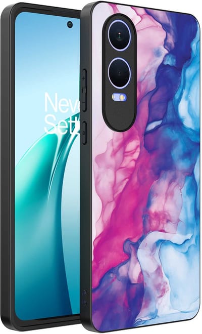 Smartphonica Telefoonhoesje Geschikt voor OnePlus Nord CE 4 Lite met Roze Blauw Marmer Opdruk - TPU Backcover Case Rose Blue Marble Design geschikt voor OnePlus Nord CE 4 Lite