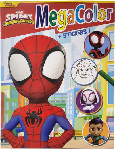 Marvel Spidey - MegaColor Disney kleur- en stickerboek - Marvel Spidey and his Amazing friends - Extra dik! - Kleurboek met 25 stickers - +/- 130 Kleurplaten - Knutselen voor kinderen - Geschikt voor kleurpotloden - Kleuren - Cadeau - Knutselen