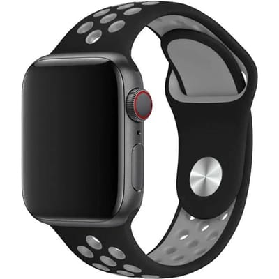 2+1 | Apple Watch Bandje Stryde - Dubbel - Siliconen - Zwart Grijs