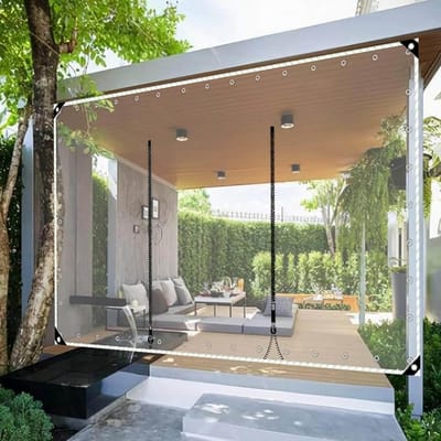 Waterdicht Transparant Zijpaneel voor Pergola of Veranda - 0.5mm PVC Zeil met Ritsen en Ringgaten