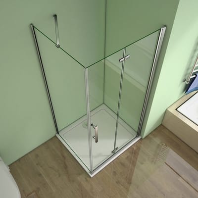 Serie Poppy - Douchecabine Rechthoek - 120 Vouwdeur x 100 Vaste Wand - Chroom - 6mm Helder Veiligheidsglas - Antikalk