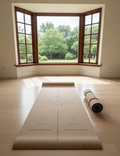 yogamat -Kurk Yogamat LOTUSBLOEM -Antislip –Milieuvriendelijk met TPE-Onderlaag –183×61,5×0,5 cm –Voor Yoga, Pilates, Spirituele Momenten, Ontspanning en Fitness–Inclusief Gratis Draagriem–Lichtgewicht, Duurzaam en met Gerecyclede Verpakking/lotusblo