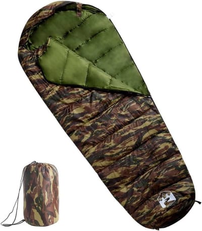 Mummieslaapzak Volwassenen - Kampeerzak Buiten - Kamperen Wandelen Reizen - Waterbestendig Vochtwerend - 215 x 85 cm - Camouflage