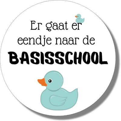 Sticker Er gaat er eendje naar de basisschool | Groen blauw | 20 stuks