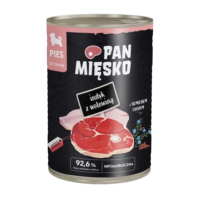 12x400g Pan Mięsko Dog Puppy kalkoen met rund natvoer voor honden