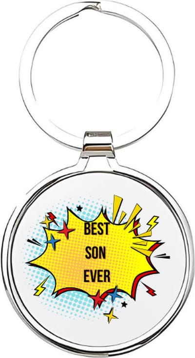 Akyol - Best son ever Sleutelhanger - zoon - De leukste zoon - Zoon sleutelhanger - kind sleutelhanger - Sleutelhanger zoon - Familie sleutelhanger - cadeautje - Zoon cadeau - boy - de liefste zoon - 4 x 7,5 CM