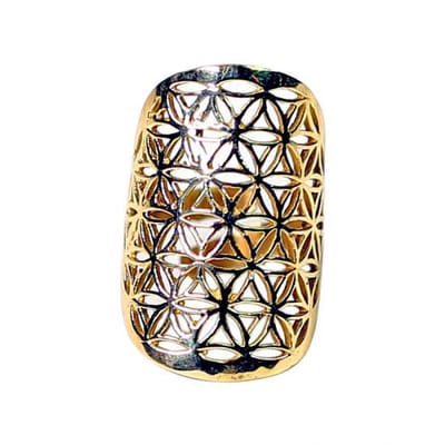 Ring - bloem des levens - messing - goudkleurig - Messing - Goud