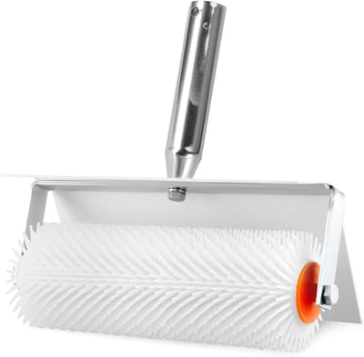 25 cm ontluchtingsroller voor stucwerk en schilderen - Stekelroller met spatbescherming - Nagelrol voor gladde oppervlakken - 21 mm stekellengte