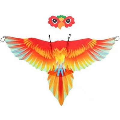 Papegaai Vleugels Mantel Kostuum Vogel Cape Carnaval Kostuum voor Maskerade Halloween Carnaval Optreden Verkleedkostuum One Size red