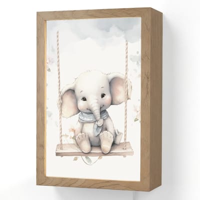 Wandlamp 20x30 cm - Oplaadbaar - Olifant - Dier - Kinderen - Wandlampen binnen woonkamer - Slaapkamer lamp met kabel - Decoratieve nachtlamp - Vloerlamp snoer