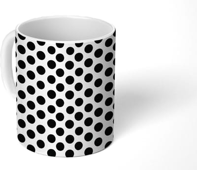 Mok - Koffiemok - Klassiek - Stippen - Zwart - Mokken - 350 ML - Beker - Koffiemokken - Theemok