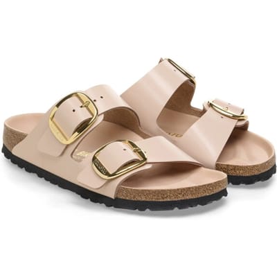 Dames muiltjes Birkenstock Arizona Big Buckle Natural Leather Patent