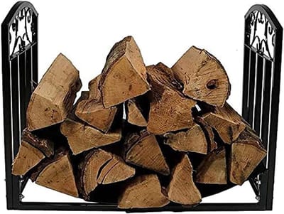Houtrek - Haardhout Opslag - Open Haard - Inclusief Gereedschapshouders - 60x46x35cm - Zwart