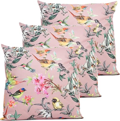Anna's collection buitenkussen bloem - 3x - roze - 60 x 60 cm - Water en UV bestendig