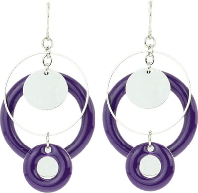 Behave - Oorhangers paars ringdesign - Retro sieraden - Festivalstijl